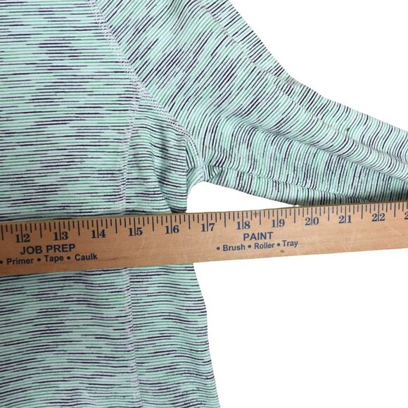 T by Talbots Zip Pullover M SPF 50 Green Striped Athleisure Active Sun Shirt - Picture 6 of 6